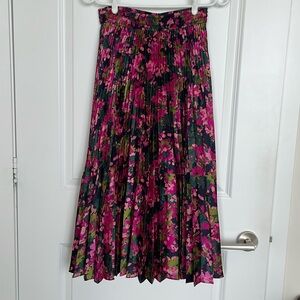 Club Monaco floral pleated midi skirt Size S NWT